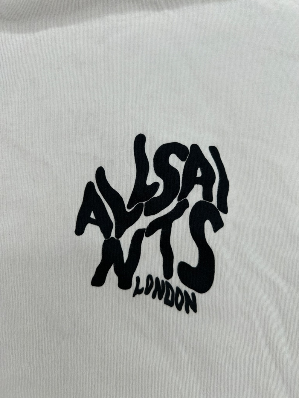 AllSaints Oversized Sleeveless Graphic Shirt White XL Men London Logo Distressed - Picture 3 of 10